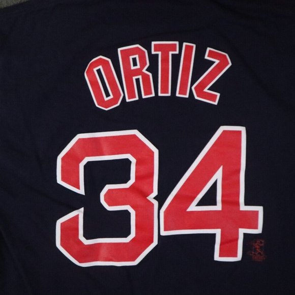 Majestic Shirt Men Large Navy Boston Red Sox Graphic David Ortiz#34 MLB Baseball - Picture 7 of 8